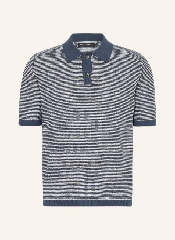 Marc O'Polo Knitted polo shirt with linen WHITE/ DARK BLUE