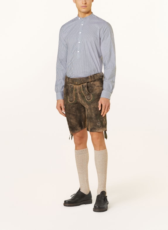 Hammerschmid Cămașă tradițională Slim Fit cu guler înalt VERDE / ALB