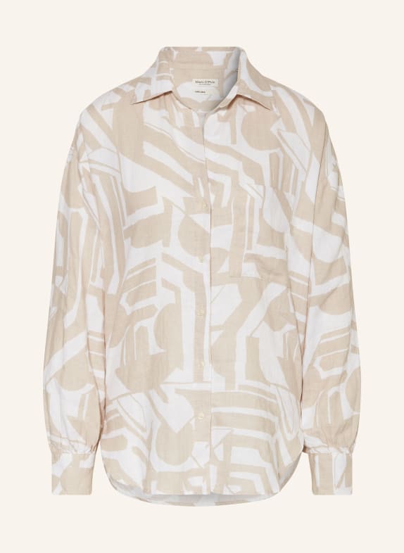 Marc O'Polo Shirt blouse made of linen BEIGE/ WHITE