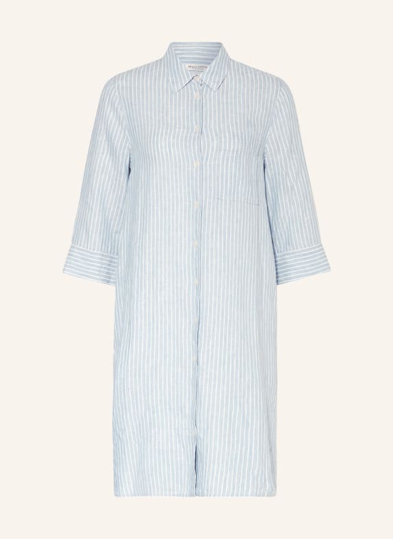 Marc O'Polo Shirt dress made of linen with 3/4 sleeves LIGHT BLUE/ WHITE