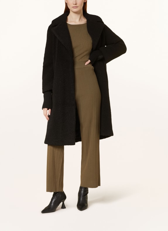 comma casual identity Teddyfell-Mantel SCHWARZ
