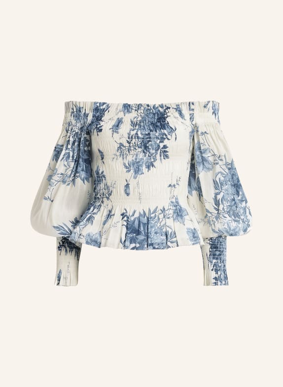 ALLSAINTS Off-the-shoulder blouse LARA DEKORAH in linen WHITE/ BLUE/ DARK BLUE