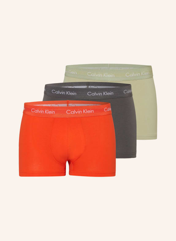 Calvin Klein Boxerky COTTON STRETCH, 3 kusy v balení ORANŽOVÁ/ ŠEDÁ/ OLIVOVÁ