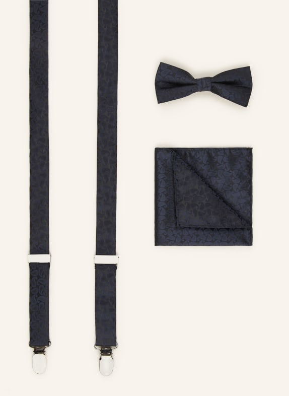 PAUL Set: Suspenders, bow tie and pocket square NAVY