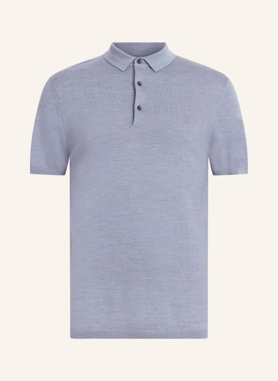 ALLSAINTS Knitted polo shirt MODE made of merino wool BLUE GRAY