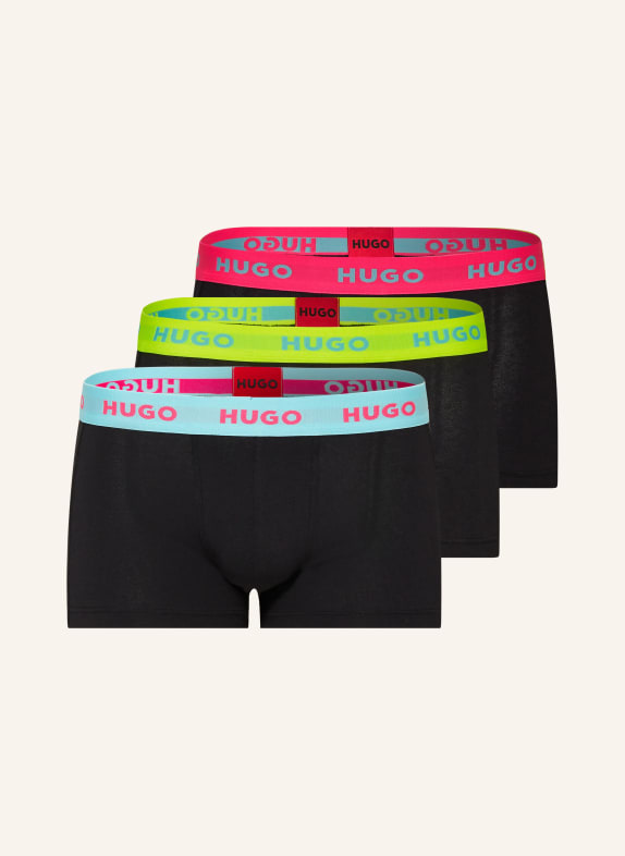 HUGO 3er-Pack Boxershorts SCHWARZ/ PINK/ HELLBLAU