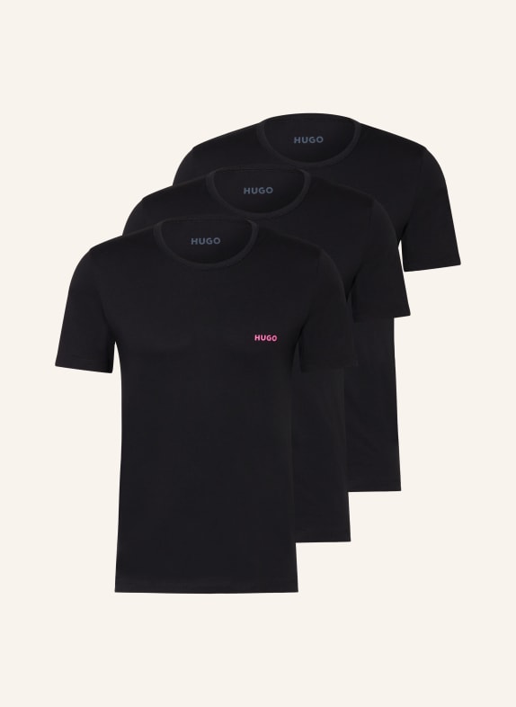 HUGO 3-pack T-shirts BLACK