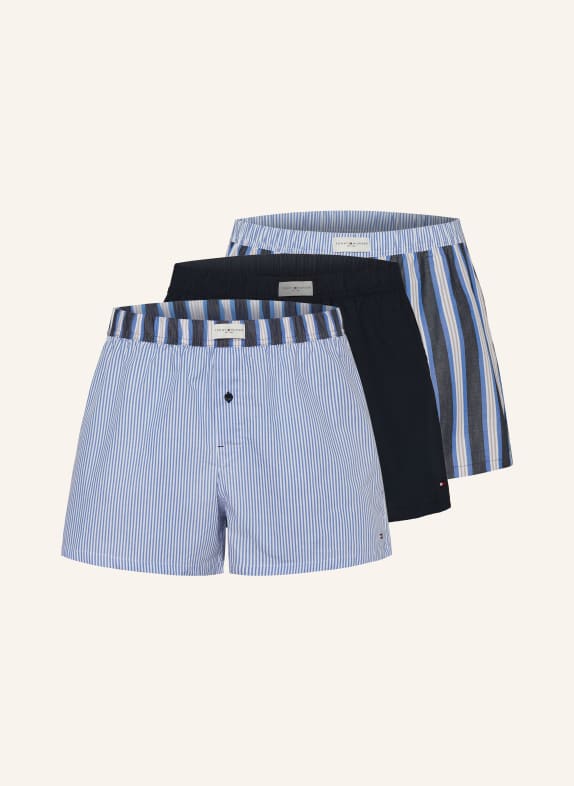 TOMMY HILFIGER 3-pack woven boxer shorts LIGHT BLUE/ DARK BLUE/ GRAY