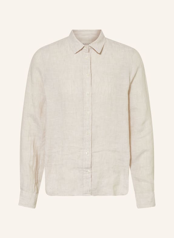 GANT Shirt blouse made of linen BEIGE