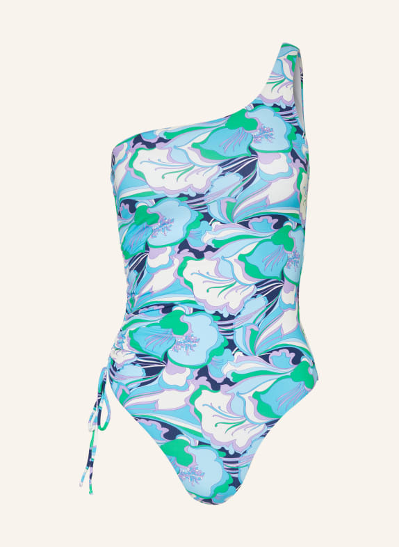 MELISSA ODABASH One-shoulder swimsuit BODRUM TURQUOISE/ PURPLE/ GREEN