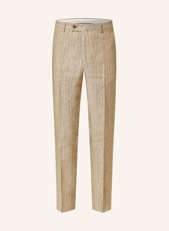 SAND COPENHAGEN Oblekové kalhoty CRAIG Modern Fit ze lnu 230 dark beige