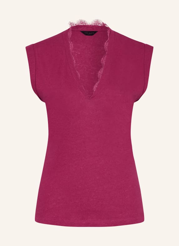 TED BAKER Knit top EFFIY with linen and lace FUCHSIA
