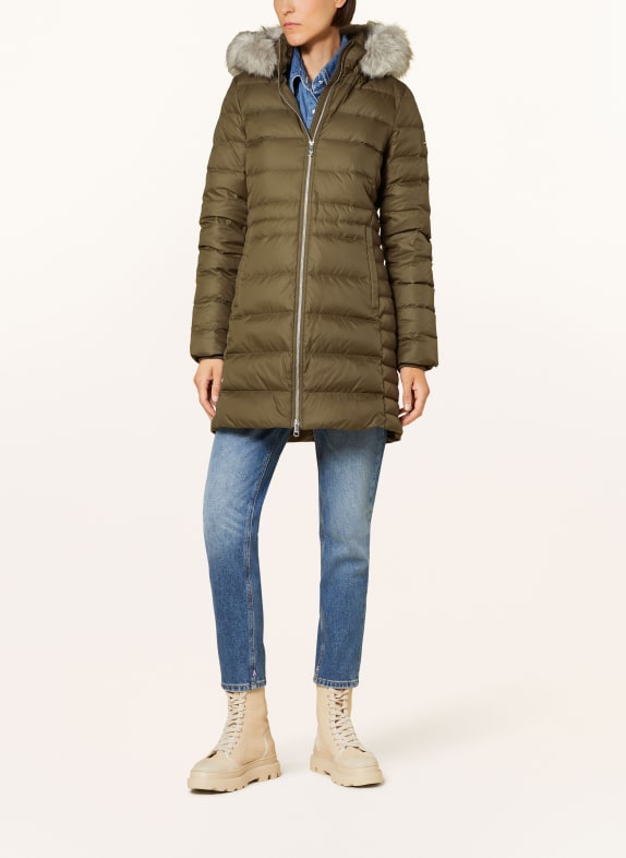 TOMMY HILFIGER Down coat TYRA with faux fur and detachable hood KHAKI