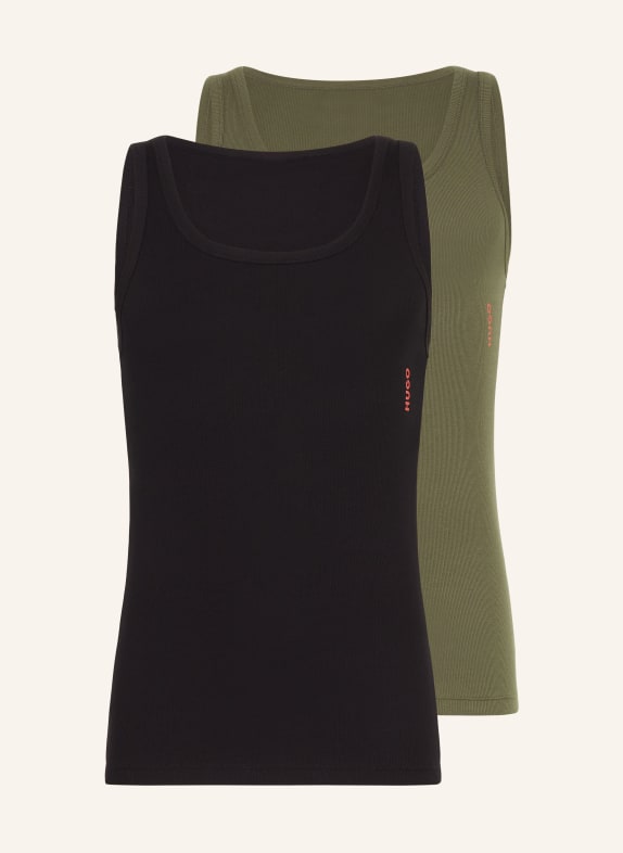 HUGO 2-pack undershirts GREEN/ BLACK