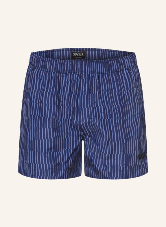 ZEGNA Swim shorts PENNELLATE DARK BLUE/ BLUE
