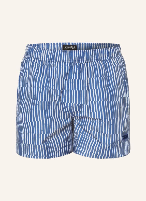 ZEGNA Swim shorts PENNELLATE LIGHT BLUE/ WHITE