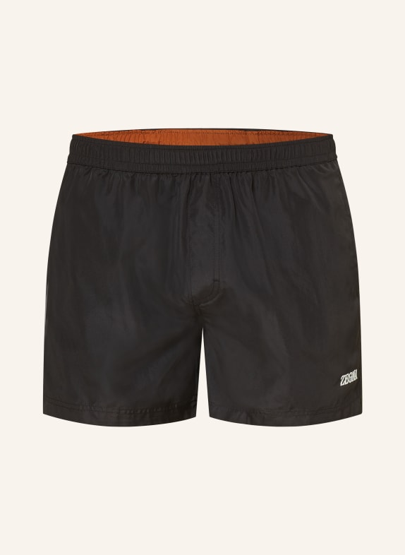 ZEGNA Swim shorts FOLDABLE BLACK