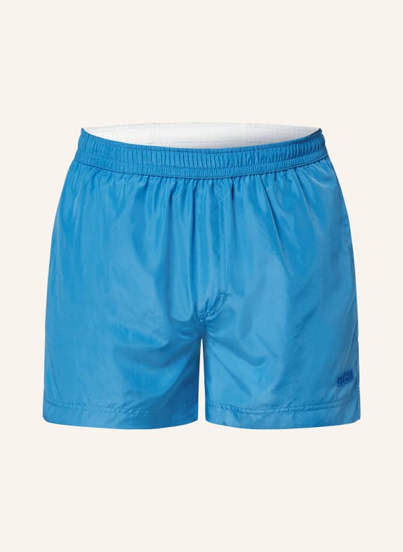 ZEGNA Swim shorts FOLDABLE NEON BLUE