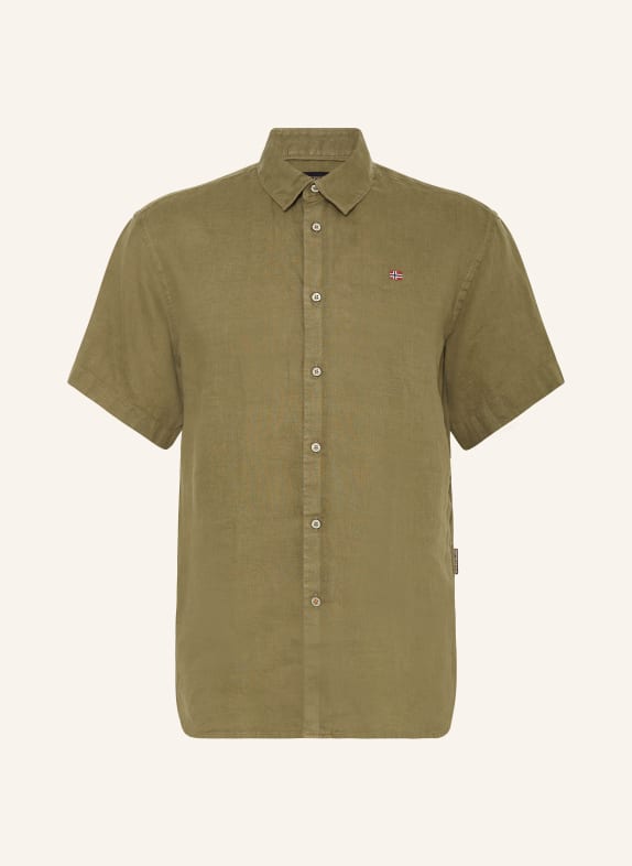 NAPAPIJRI Short sleeve shirt G-LINEN regular fit OLIVE