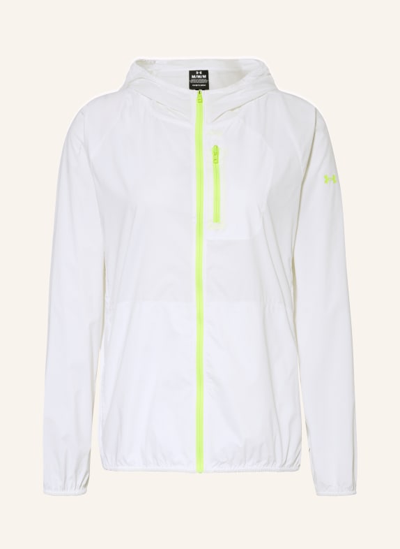 UNDER ARMOUR Running jacket PHANTOM WHITE/ NEON GREEN