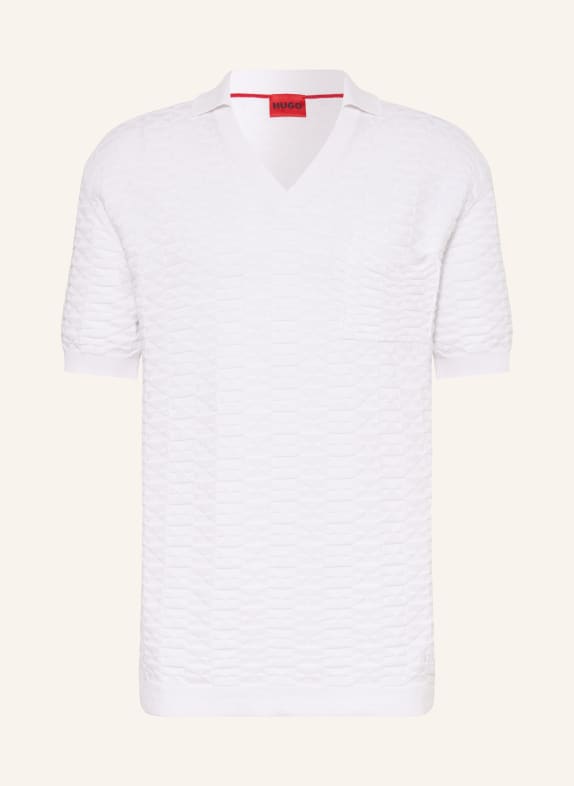 HUGO Knitted polo shirt SPATO WHITE