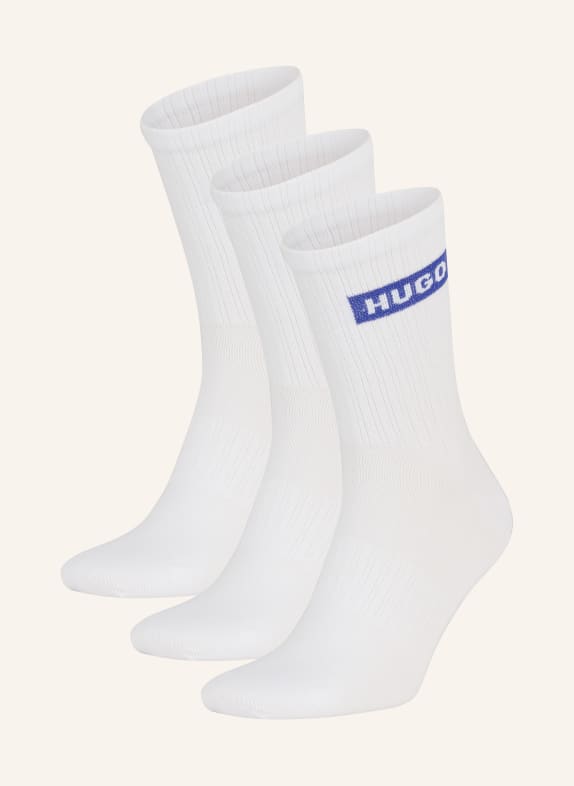 HUGO BLUE Ponožky, 3 páry v balení 100 WHITE