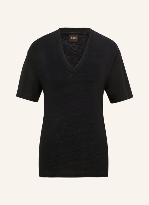 BOSS T-shirt ELA in linen BLACK