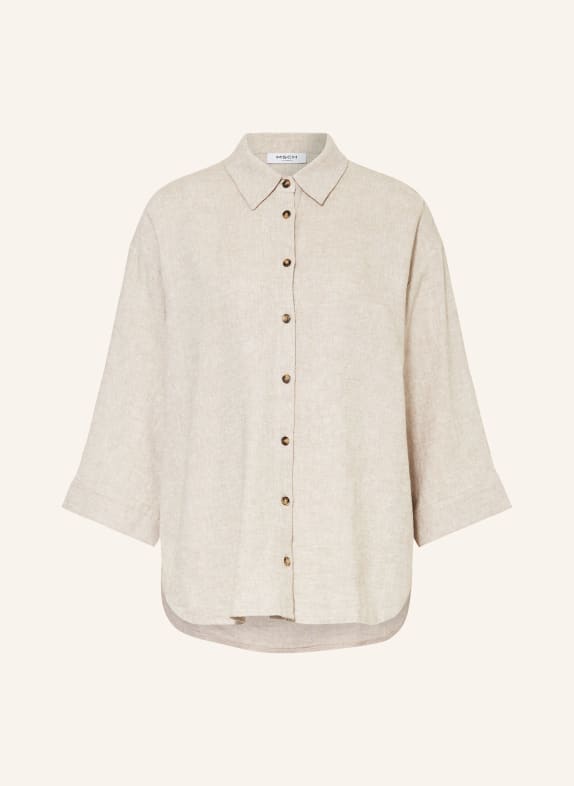 MSCH COPENHAGEN Shirt blouse MSCHJOVENE GINIA with linen and 3/4 sleeves BEIGE
