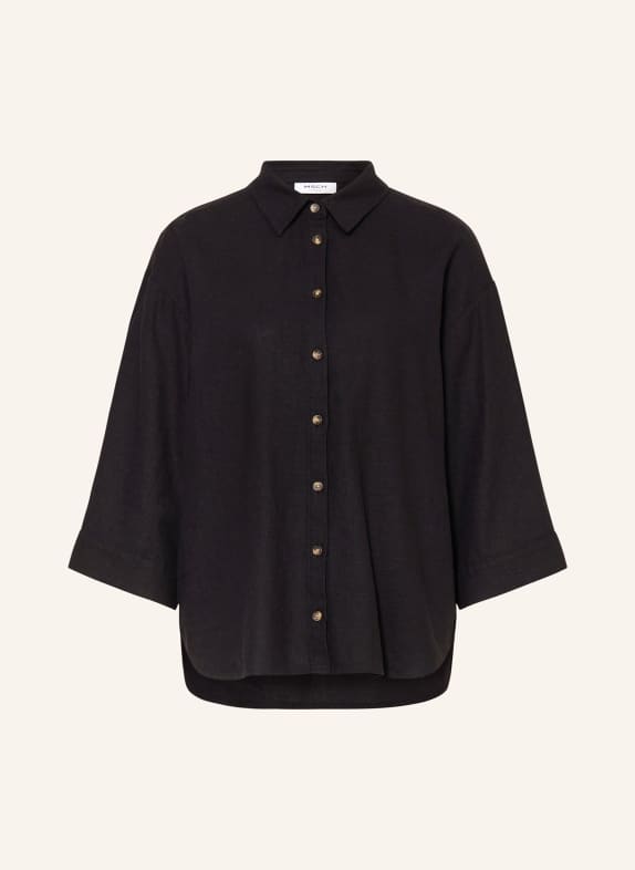 MSCH COPENHAGEN Shirt blouse MSCHJOVENE GINIA with linen and 3/4 sleeves BLACK