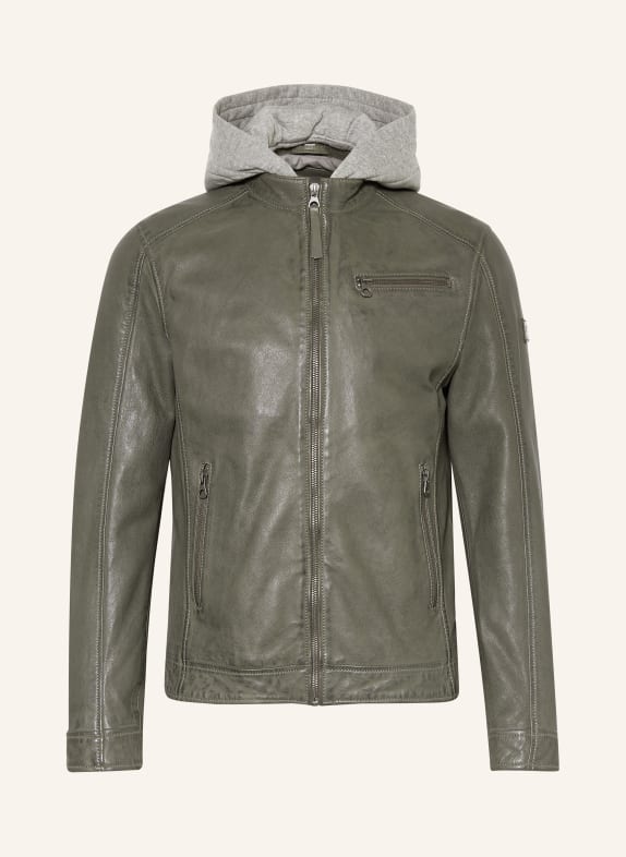 gipsy Leather jacket GMBAXDER with removable liner 9334 dusty green