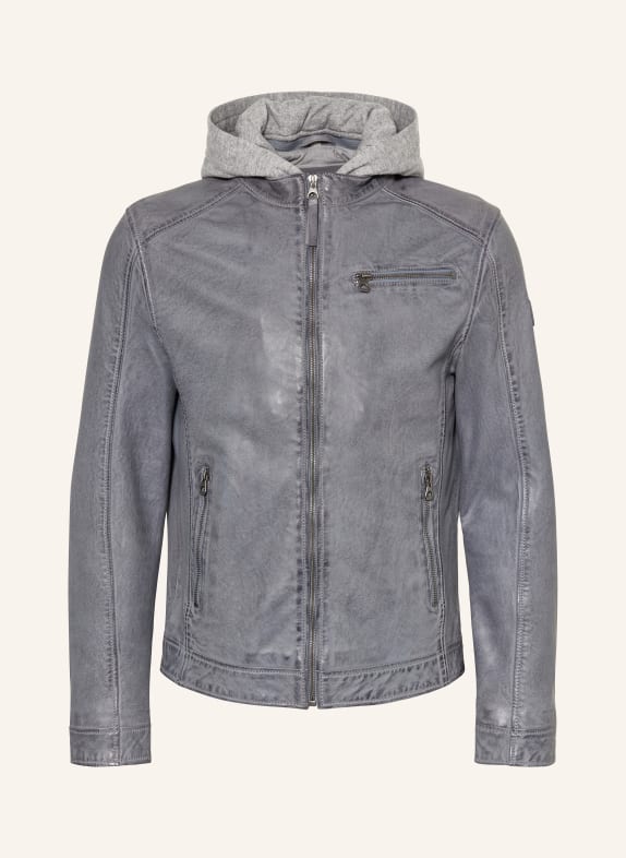 gipsy Leather jacket GMBAXDER with removable liner BLUE GRAY