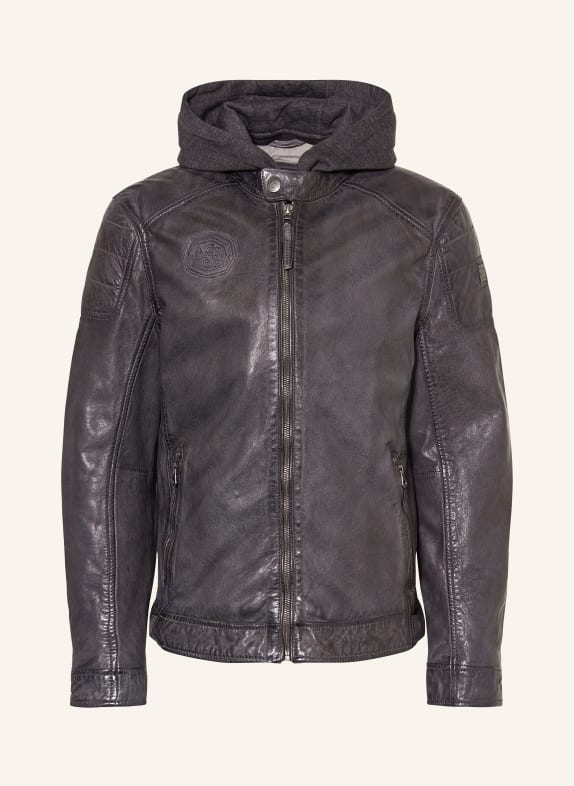 gipsy Leather jacket GMNEMEI with removable trim GRAY