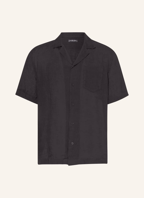 FRESCOBOL CARIOCA Resort shirt ANGELO comfort fit in linen BLACK
