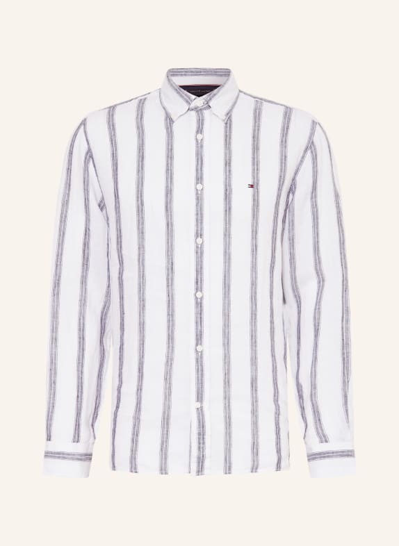 TOMMY HILFIGER Linen shirt regular fit WHITE/ DARK BLUE