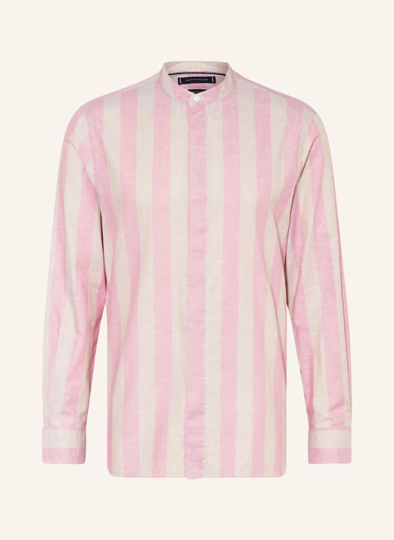 TOMMY HILFIGER Shirt regular fit with stand-up collar PINK/ BEIGE