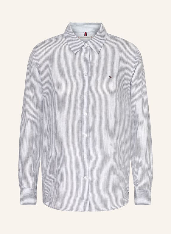 TOMMY HILFIGER Shirt blouse made of linen BLUE GRAY/ WHITE