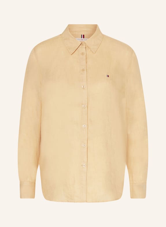 TOMMY HILFIGER Shirt blouse made of linen CAMEL