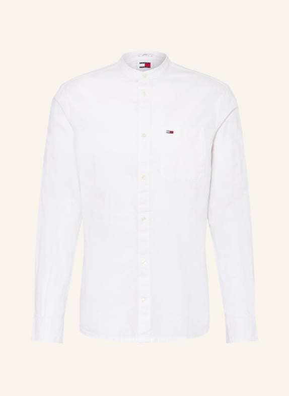 TOMMY JEANS Shirt regular fit with stand-up collar and linen WHITE