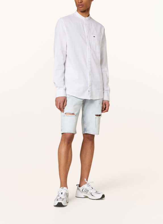 TOMMY JEANS Chemise coupe classique avec col montant et boutons en lin BLANC