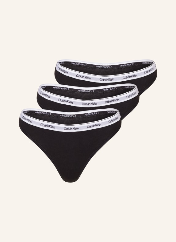 Calvin Klein 3-pack thongs MODERN LOGO BLACK