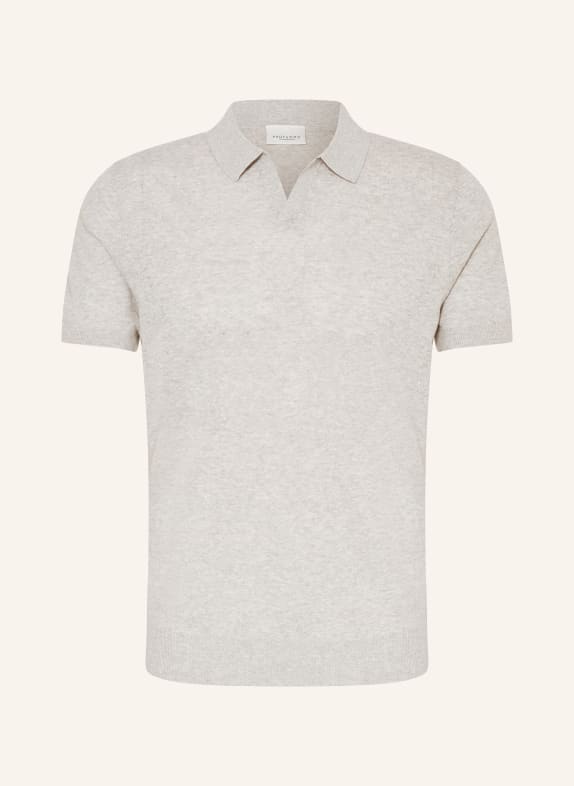 PROFUOMO Knitted polo shirt with linen LIGHT GRAY