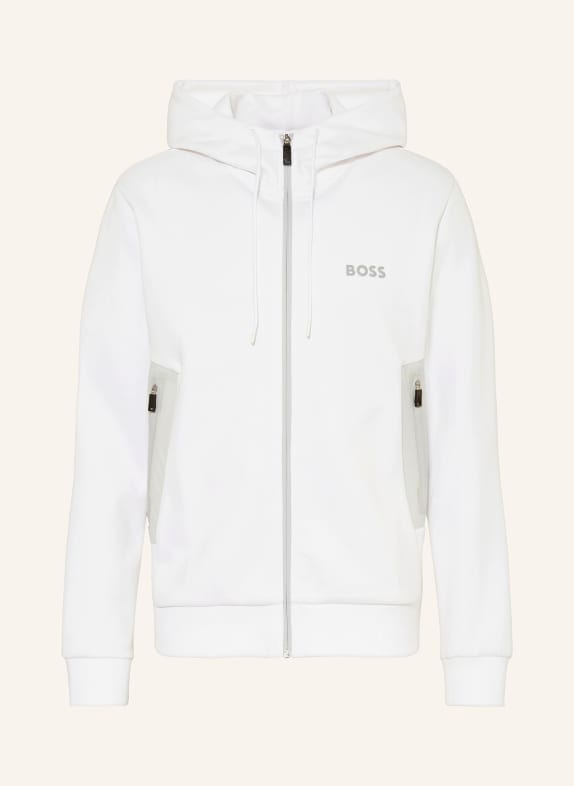 BOSS Sweat jacket SAGGY WHITE/ LIGHT GRAY