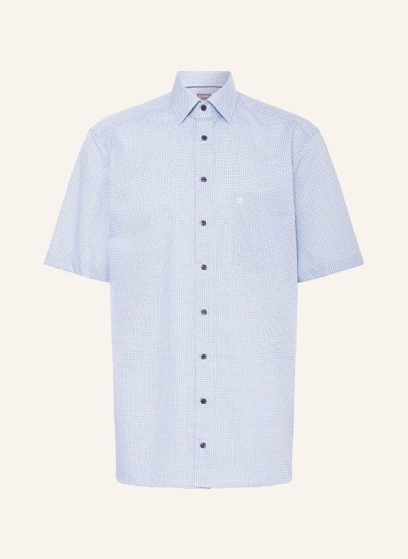 OLYMP Košile s krátkým rukávem Luxor Comfort Fit TMAVĚ MODRÁ/ BÍLÁ
