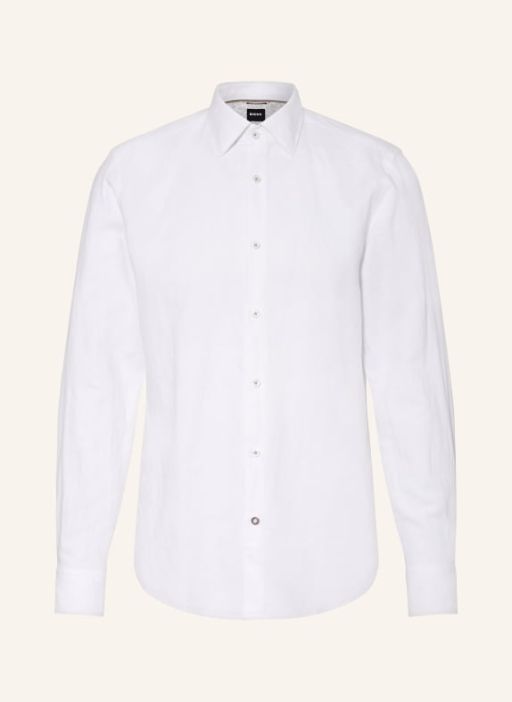 BOSS Shirt HAL casual fit with linen WHITE