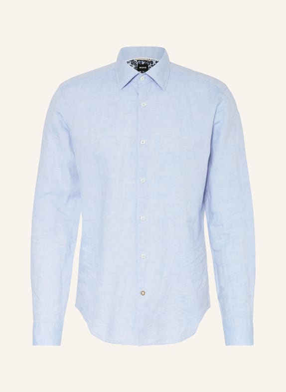 BOSS Shirt HAL casual fit with linen LIGHT BLUE