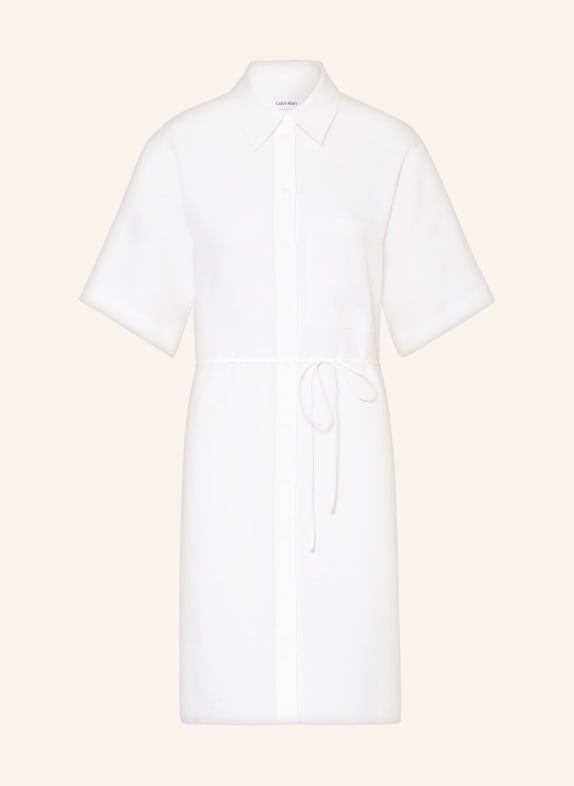 Calvin Klein Shirt dress with linen WHITE