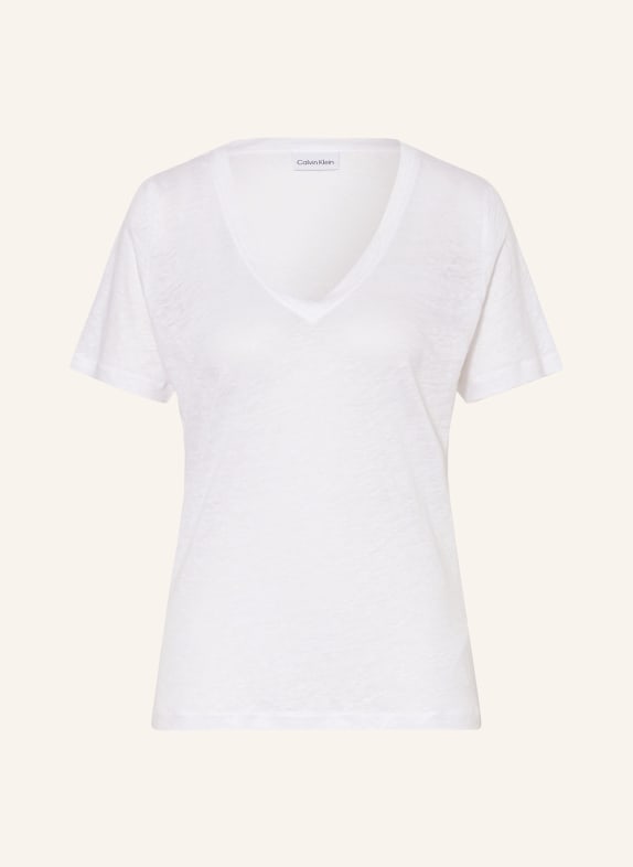 Calvin Klein Lněné tričko BÍLÁ