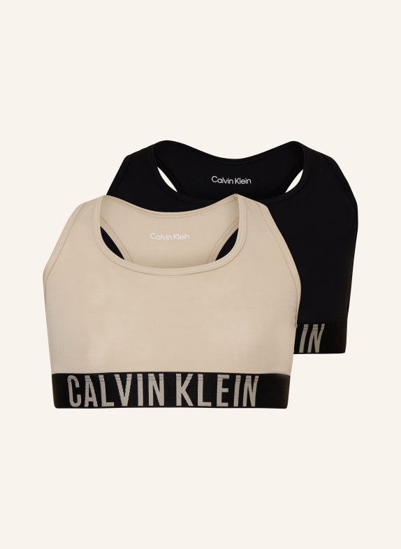 Calvin Klein Bustier podprsenka CUSTOMIZED STRETCH, 2 kusy v balení ČERNÁ/ SVĚTLE ŠEDÁ
