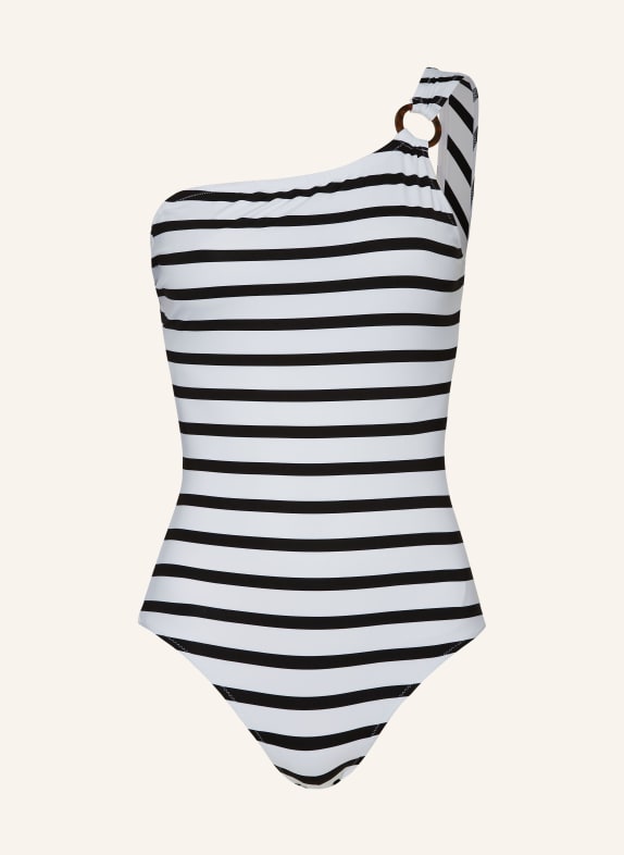 VILEBREQUIN One-shoulder swimsuit RAYURES BLACK/ WHITE