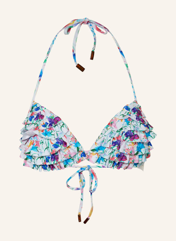 VILEBREQUIN Triangle bikini top HAPPY FLOWERS WHITE/ TURQUOISE/ PURPLE